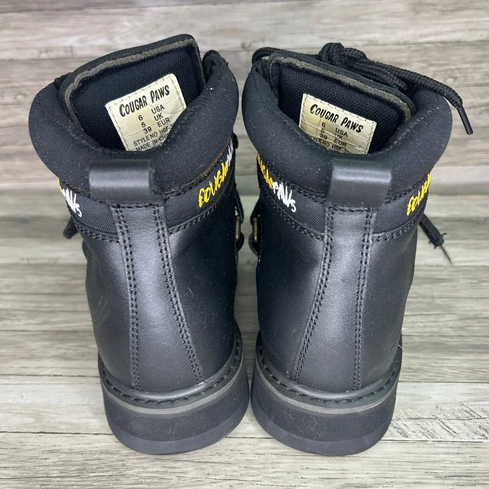 Cougar Paws Roofing Boots Black Leather Mens 6 Work Safety HS30305